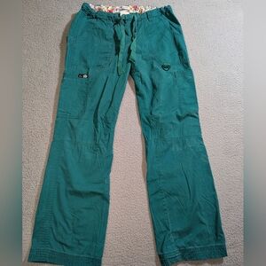 KOI Women`s Green Drawstring Cargo Medical Scrub Pants / Size Small